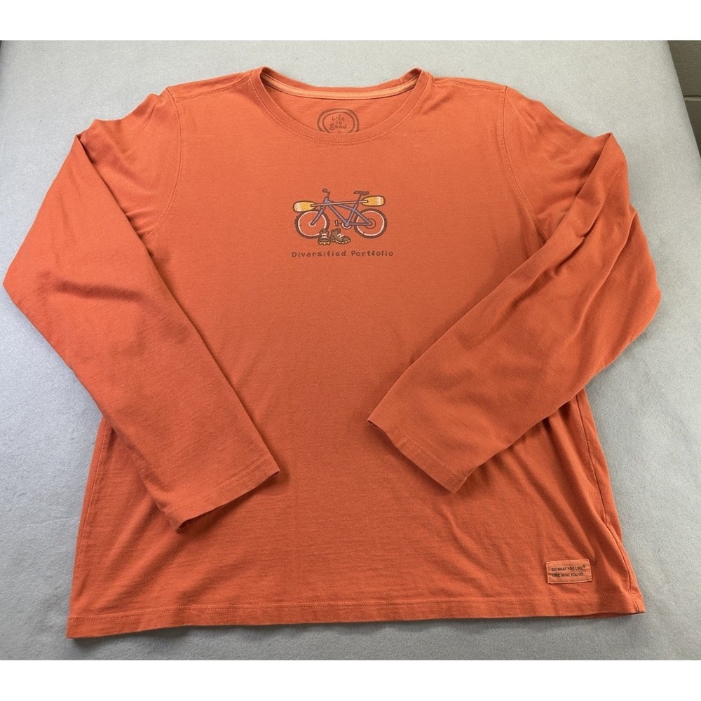 Life is Good Women's Relaxed Fit Diversified Portfolio Long Sleeve Orange M